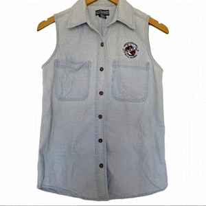 Profession Bull Riders sleeveless jean top S blue